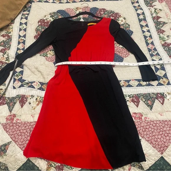 blue dress for baby girl Red And Black Colorblock Ric Rac Dress | Purple Door main image 1
